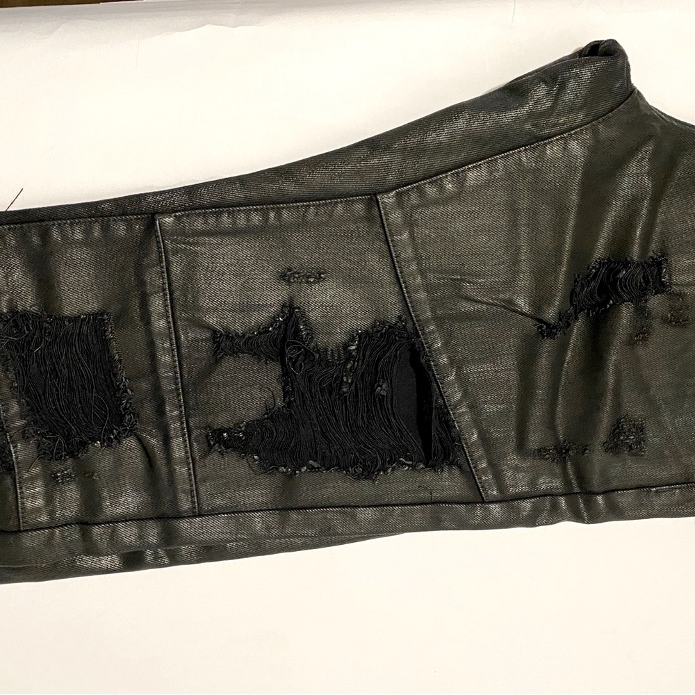 Men's Crysp Denim Black WAX DENIM DISTRESSED JEANS 34W x 33L - Picture 10 of 14